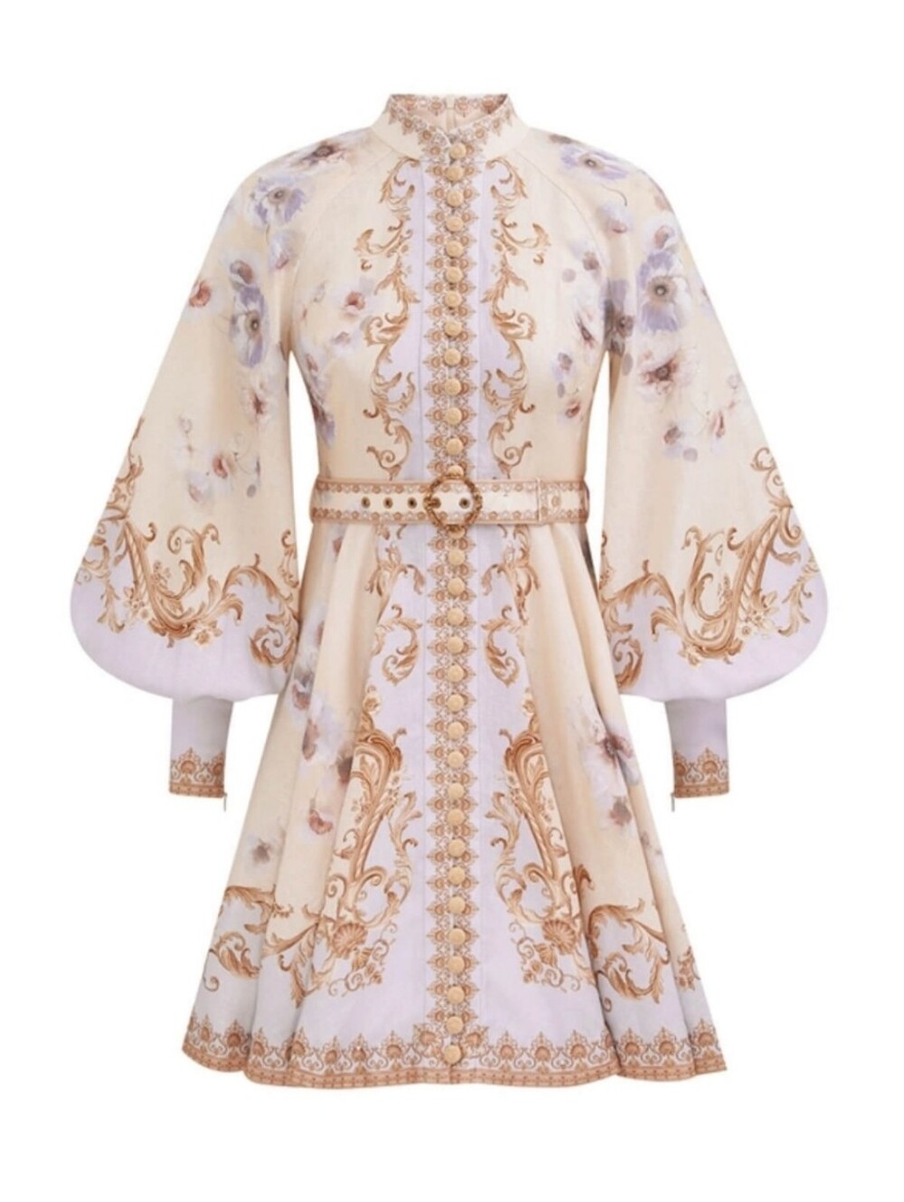 Women's Dress - Zimmermann 100% Linen Floral Bell Sleeve Hypnotic Dress Size 3